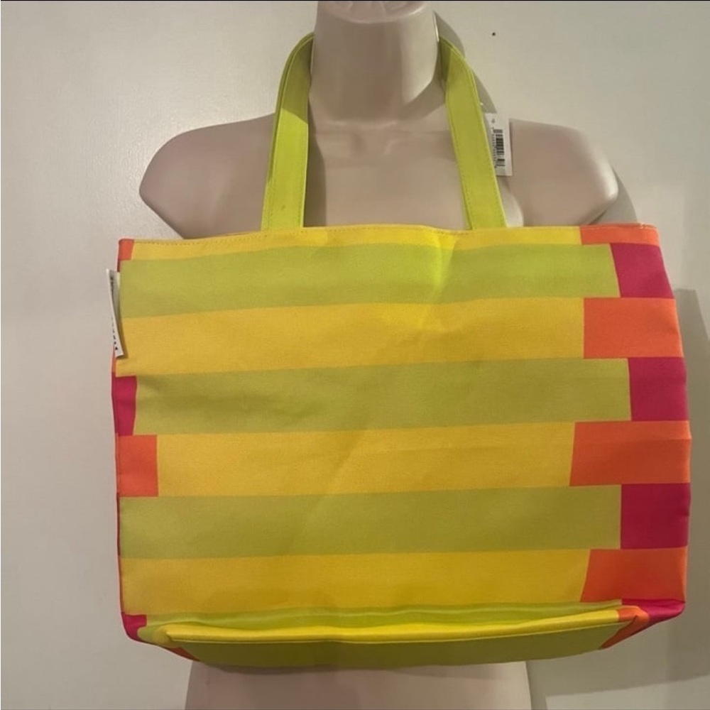 Clinique x Donald Neon Yellow Striped Tote Bag